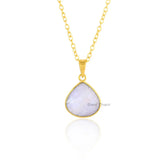 Moonstone Necklace-Rainbow Moonstone 16x16mm Heart 18k Gold Plated Sterling Silver Necklace-Gift For Her